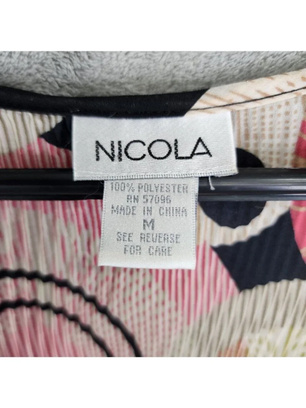 Womens Nicola Multicolor Circles Square Neck Blouse Bell Sleeves Polyester M